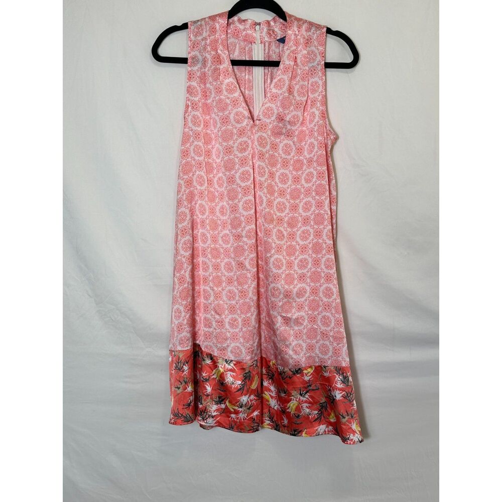 Peter Som Women's Flowy Shift Dress Size S Geometric Design Satin Hem Border